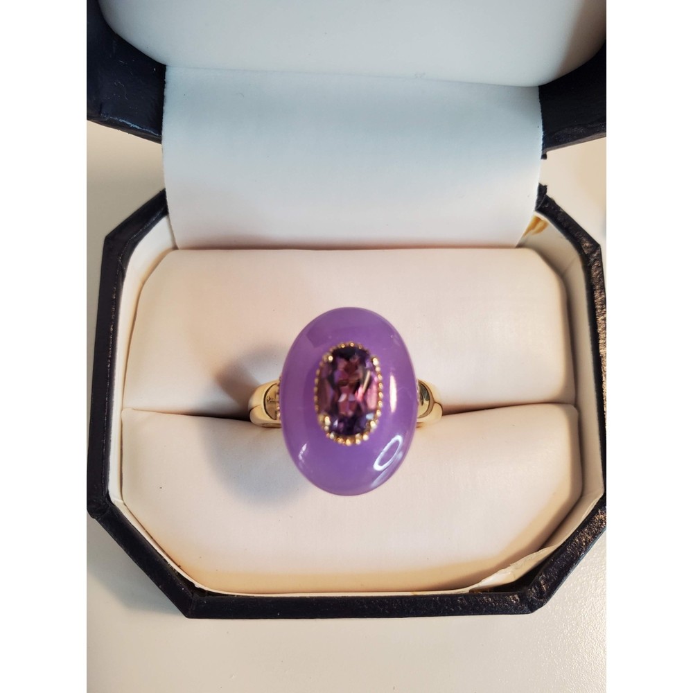 Vintage Lavender Jade and Amethyst Women's Ring Size 7